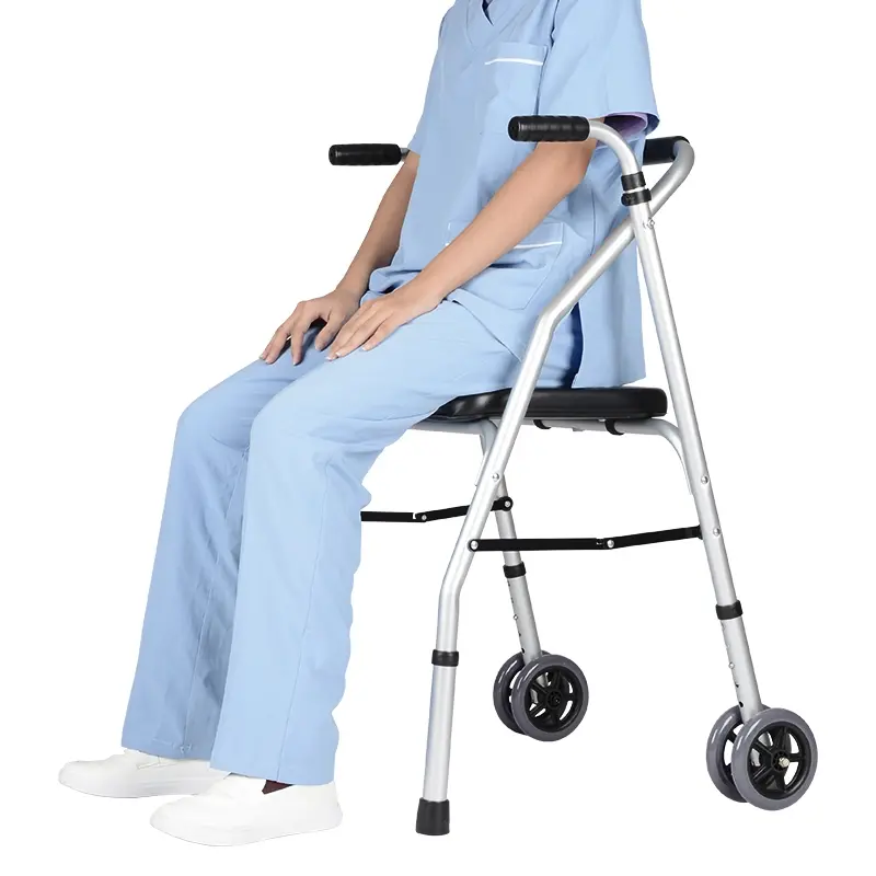 Dual Wheel Walk Aid With Seat