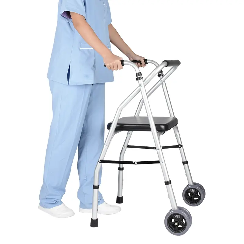 Dual Wheel Walk Aid With Seat